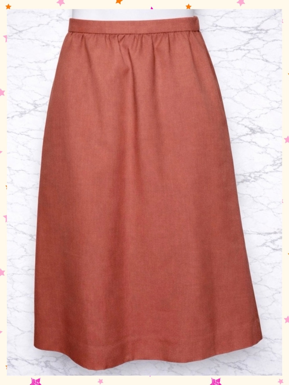 JH Collectibles 70s Rust Terracotta A Line Midi Skirt Women’s 28 Waist USA Made - Picture 10 of 10